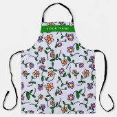 Kleurrijke bloemen, blauwe achtergrond, groen schort (Voorkant)