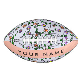 Kleurrijke Bloemen, Blauwe Achtergrond, Oranje American Football