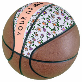Kleurrijke Bloemen, Blauwe Achtergrond, Oranje Basketbal
