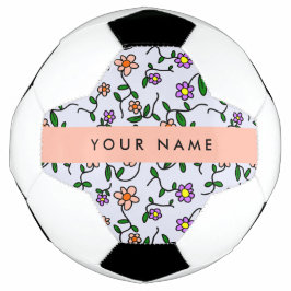 Kleurrijke Bloemen, Blauwe Achtergrond, Oranje Voetbal