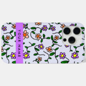 Kleurrijke bloemen, blauwe achtergrond, Paarse Case-Mate iPhone Case (Achterkant (horizontaal))