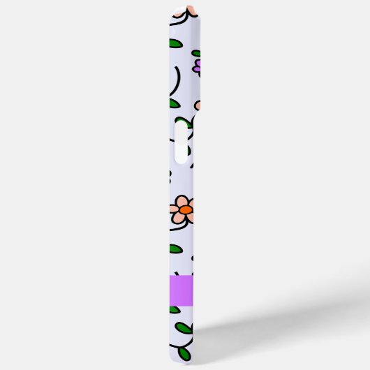 Kleurrijke bloemen, blauwe achtergrond, Paarse Case-Mate iPhone Case (Achterkant / Rechts)