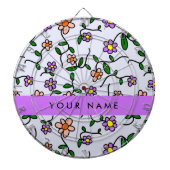 Kleurrijke bloemen, blauwe achtergrond, Paarse Dartbord (Voorkant)