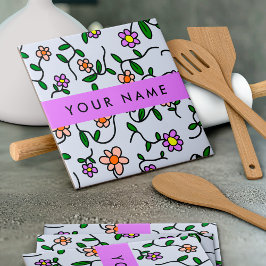 Kleurrijke bloemen, blauwe achtergrond, Paarse Tegeltje