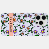 Kleurrijke bloemen, blauwe achtergrond, Sinaasappe Case-Mate iPhone Case (Achterkant (horizontaal))