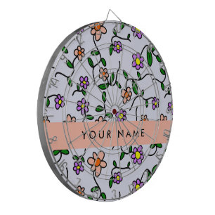 Kleurrijke bloemen, blauwe achtergrond, Sinaasappe Dartbord