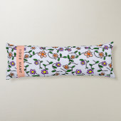 Kleurrijke bloemen, blauwe achtergrond, Sinaasappe Lichaamskussen (Achterkant)