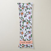 Kleurrijke bloemen, blauwe achtergrond, Sinaasappe Lichaamskussen (Voorkant Verticaal)