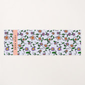 Kleurrijke bloemen, blauwe achtergrond, Sinaasappe Yogamat (Voorkant (horizontaal))