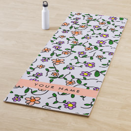 Kleurrijke bloemen, blauwe achtergrond, Sinaasappe Yogamat