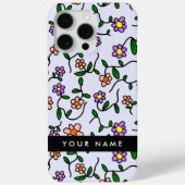Kleurrijke bloemen, blauwe achtergrond, zwart Case-Mate iPhone case (Achterkant)