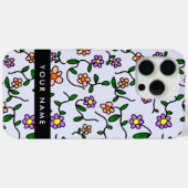 Kleurrijke bloemen, blauwe achtergrond, zwart Case-Mate iPhone case (Achterkant (horizontaal))