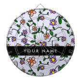 Kleurrijke bloemen, blauwe achtergrond, zwart dartbord (Voorkant)