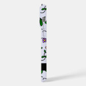 Kleurrijke bloemen, blauwe achtergrond, zwart iPhone hoesje (Linkerkant)