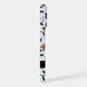 Kleurrijke bloemen, blauwe achtergrond, zwart iPhone hoesje (Rechterkant)