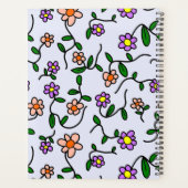 Kleurrijke bloemen, blauwe achtergrond, zwart planner (Achterkant)