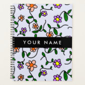 Kleurrijke bloemen, blauwe achtergrond, zwart planner (Voorkant)