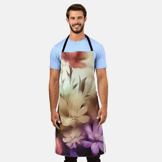 Kleurrijke Bloemen Bloemen Alles-Over Print Schort (Gedragen)