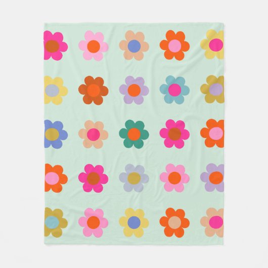 Kleurrijke Bloemen  Bloemen Fleece Deken (Voorkant)