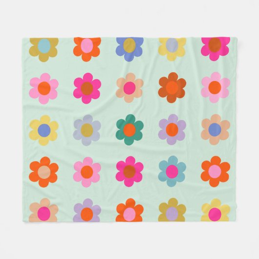Kleurrijke Bloemen  Bloemen Fleece Deken (Voorkant (Horizontaal))