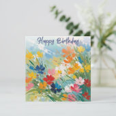 Kleurrijke Bloemen  Bloemen Happy Birthday Kaart (Staand voorkant)