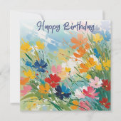 Kleurrijke Bloemen  Bloemen Happy Birthday Kaart (Voorkant)