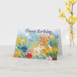 Kleurrijke Bloemen Bloemen Happy Birthday Kaart