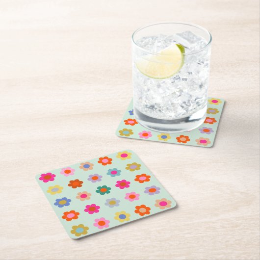 Kleurrijke Bloemen  Bloemen Kartonnen Onderzetters (Insitu)