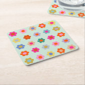 Kleurrijke Bloemen Bloemen Kartonnen Onderzetters (Schuin)