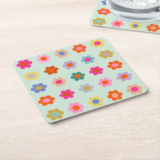 Kleurrijke Bloemen  Bloemen Kartonnen Onderzetters (Schuin)