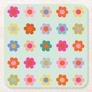 Kleurrijke Bloemen Bloemen Kartonnen Onderzetters
