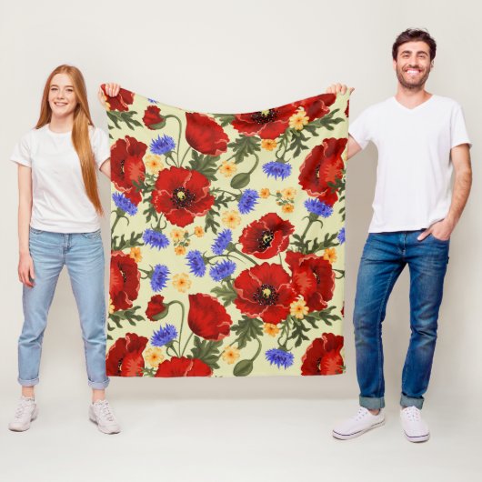 Kleurrijke bloemen, bloemen, patroon van bloemen fleece deken (In situ)