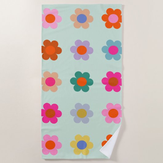 Kleurrijke Bloemen Bloemen Strandlaken (Voorkant)