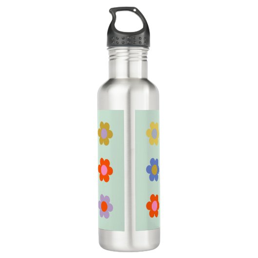 Kleurrijke Bloemen Bloemen Waterfles (Achterkant)