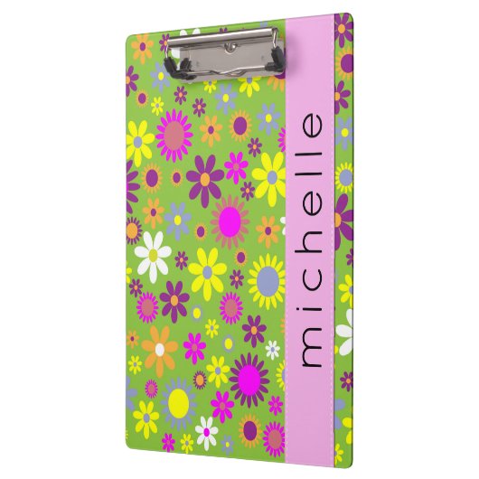 Kleurrijke bloemen, bloemenpatroon, Jouw naam Klembord (Links)