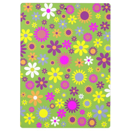 Kleurrijke bloemen, bloemenpatroon, Jouw naam Klembord (Achterkant)