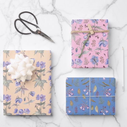 Kleurrijke bloemen bloementuin naadloos patroon inpakpapier vel (Voorkant)