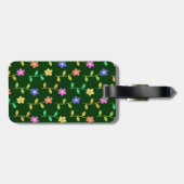 Kleurrijke bloemen, bloemmotief, groen, boho bagagelabel (Achterkant horizontaal)