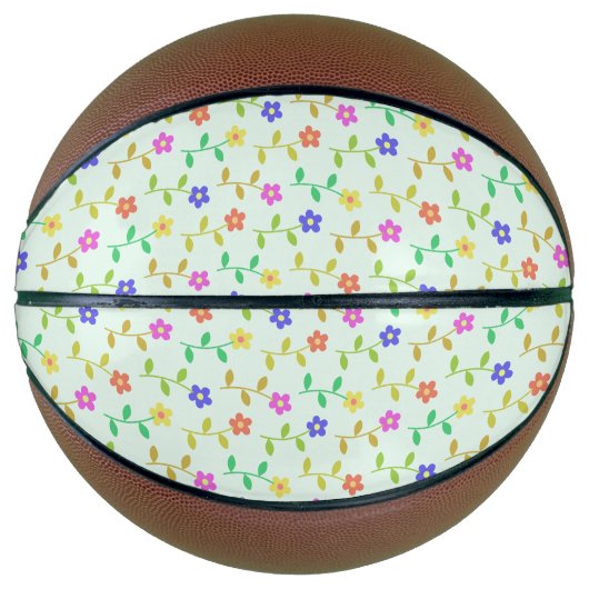 Kleurrijke bloemen, bloemmotief, groen, boho basketbal (Voorkant)