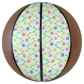Kleurrijke bloemen, bloemmotief, groen, boho basketbal (Verticaal)