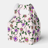 Kleurrijke bloemen, bloemmotief, groen, boho bedankdoosjes (Achterkant)