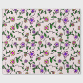 Kleurrijke bloemen, bloemmotief, groen, boho cadeaupapier (Vlak)