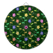 Kleurrijke bloemen, bloemmotief, groen, boho dartbord (Voorkant)