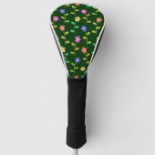 Kleurrijke bloemen, bloemmotief, groen, boho golfheadcover (Voorkant)
