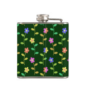 Kleurrijke bloemen, bloemmotief, groen, boho heupfles (Achterkant)