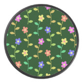 Kleurrijke bloemen, bloemmotief, groen, boho hockey puck (Voorkant)