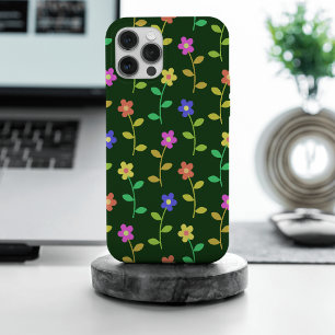 Kleurrijke bloemen, bloemmotief, groen, boho iPhone 15 pro max case