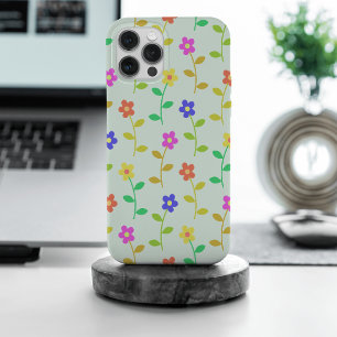 Kleurrijke bloemen, bloemmotief, groen, boho iPhone 15 pro max case