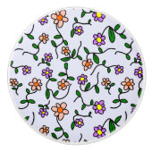 Kleurrijke bloemen, bloemmotief, groen, boho keramische knop (Voorkant)