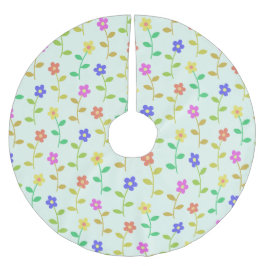 Kleurrijke bloemen, bloemmotief, groen, boho kerstboom rok